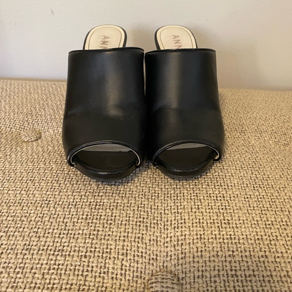 Anne Klein Black Block Heeled Mules - Picture 6 of 7